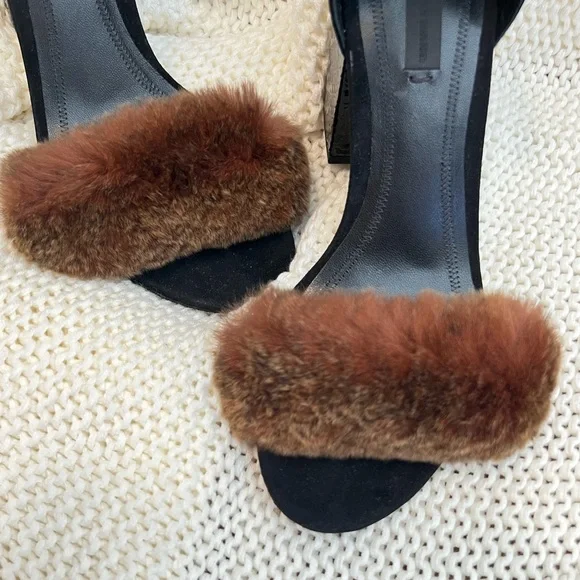 ALEXANDER WANG Abby suede and fur sandals - Picture 2 of 8